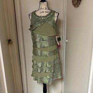 Elegant Christmas Green Layered Dress